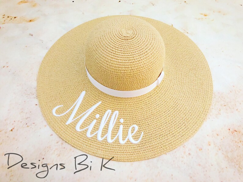 Toddler straw hat Custom embroidered beach straw hat Kids Etsy