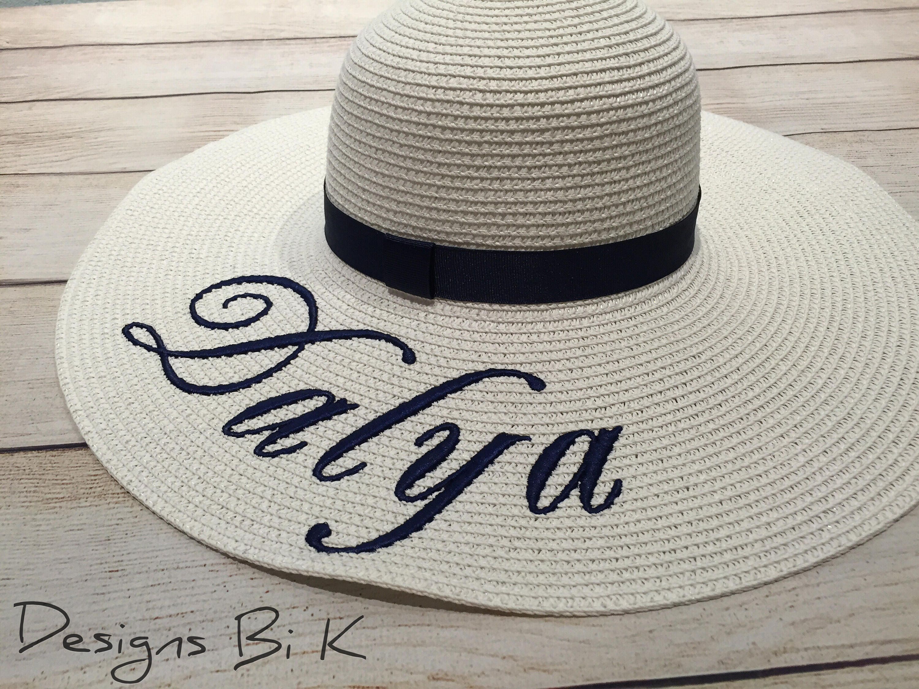 Custom embroidered straw hat with name Personalized sun hat Etsy