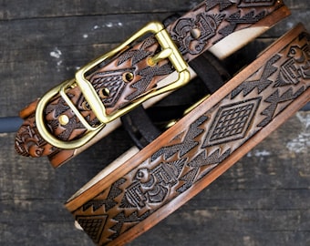 No name collar* Design your own South Western leather Dog Collar by The Diamond Dogs