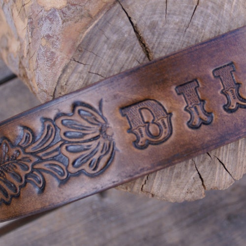 Western Leather Dog Collar Personalized With Your Dog's - Etsy