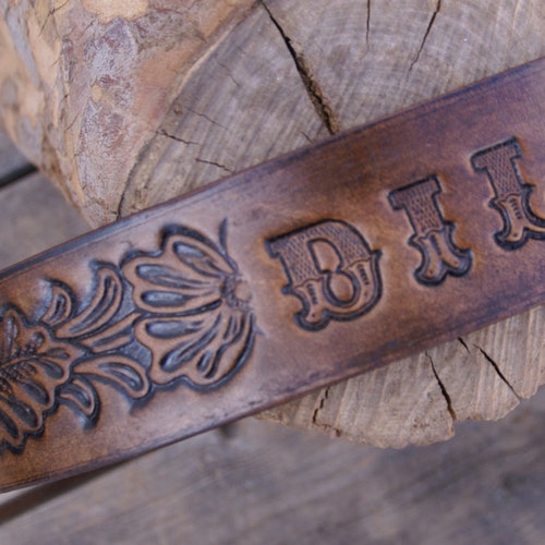 Western Leather Dog Collar Personalized With Your Dog's Etsy