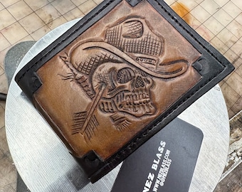 Western hangman old school hand tooled bill fold Ready to ship