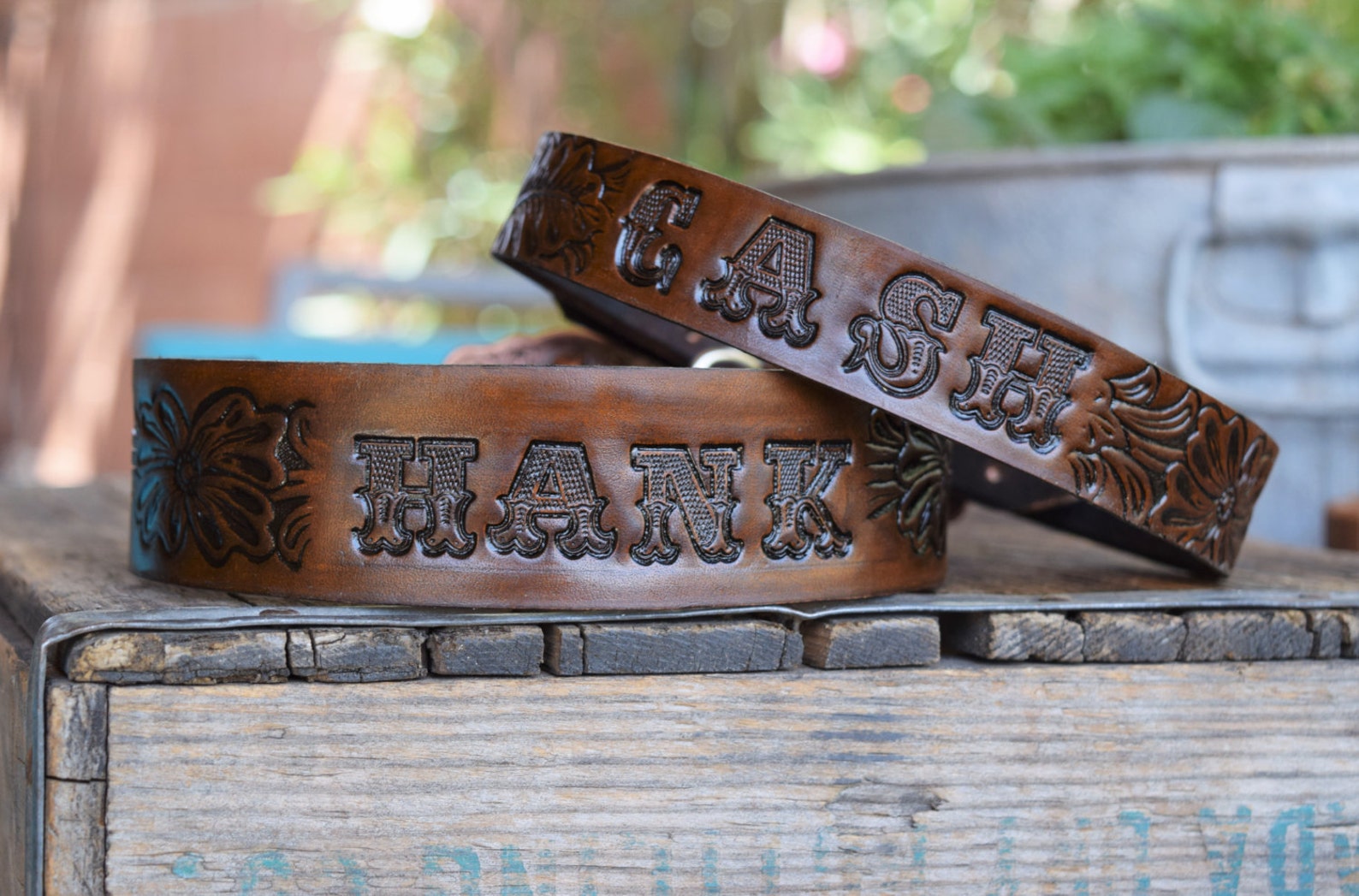 Personalized Leather Dog Collar With Your Dogs Name Tooled Etsy
