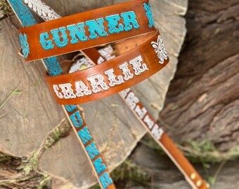 Leash & matching Leather Collar personalized set by The Diamond Dogs
