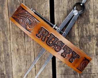 Your dogs name on personalized leather dog collar