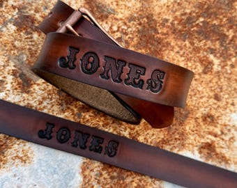 Classic Western Tooled Leather Belt w your Name. made proudly in USA (not w a laser)