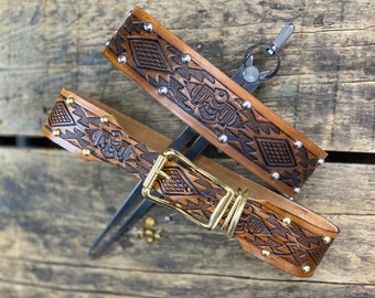 Western studded leather dog collar