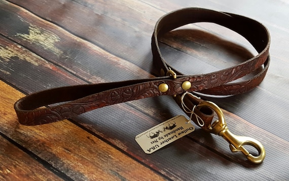 Leather Dog Leash ( Matching Dog Leash ~ Leather Dog Collar ~ Western Dog Collar ~ Dog Gift ~ Vintage Dog Leash ) Diamond Dogs