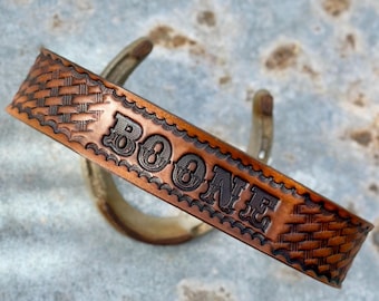 Western leather dog collar custom with your dogs name tooled onto the leather like a 1950s