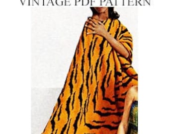 Molde em PDF vintage - Manta de tigre (tricô)