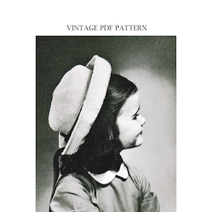 VINTAGE PDF Pattern - Little Girl&#39;s Breton Hat Pattern