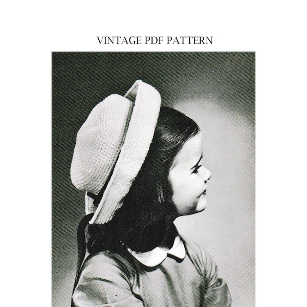 Patron PDF VINTAGE - Patron de bonnet breton pour petite fille