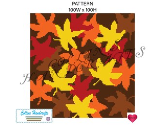 Pattern Graphgan-Fall Leaves (3061)                             autumn,thanksgiving,colors,graphgan,blanket,crochet,afghan,graph