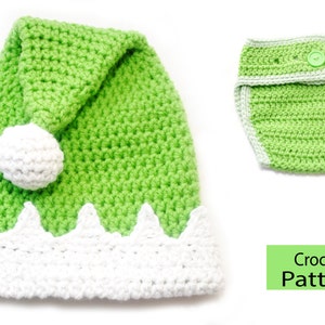 Pattern - Little Elf Hat & Diaper Set, New Born, 0-3, 3-6, 6-9(PP156) boy, girl, photo prop,holiday, christmas,patterns,pixie,pixies,elf,