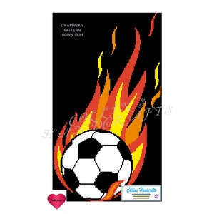 Pattern Graphgan-Flaming Soccerball (3065)                                      soccer,ball,balls,graphgan,blanket,crochet,afghan,graph
