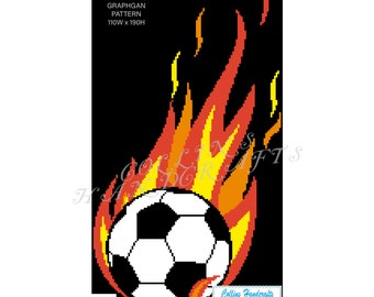 Pattern Graphgan-Flaming Soccerball (3065)                                      soccer,ball,balls,graphgan,blanket,crochet,afghan,graph