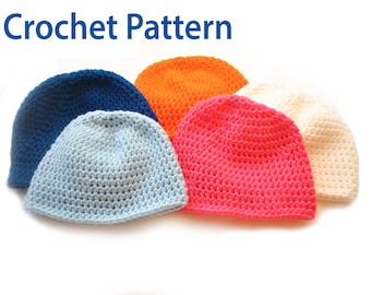 Pattern - Basic Baby Beanie Hat - (BH1117) unisex, gift, easy, soft, pattern, patterns, beginner, newborn, crochet