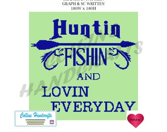 Pattern Graphgan - Huntin Fishin (4049)                                                sc,graphgan,blanket,crochet,afghan,graph