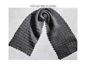 VINTAGE PDF Pattern - Crocheted Shell Stitch Scarf