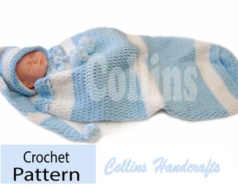Pattern - Striped Snuggly Cocoon with Hat, New Born, 0-3, (C1201) (BH1112) NB, Baby Bunting, Snuggly, Photo Prop, swaddle, sack, sacks,