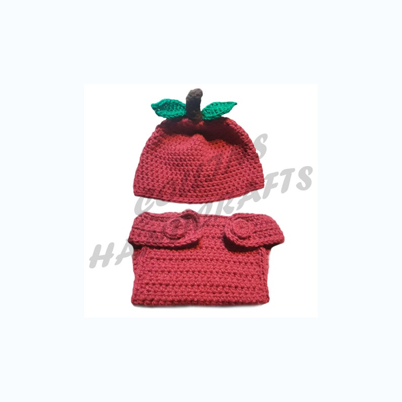 Pattern Delicious Apple Hat & Diaper Cover Set PP162 photo prop, costume image 1