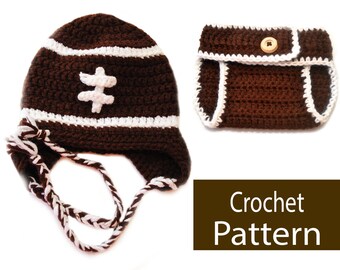 Pattern - Football Hat & Diaper Cover Set  (B1110/DC116) photo prop, costume, football, footballs, prop, props, brown, sport, sports