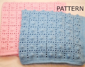 Pattern - Popcorn Squares - (BA1160) unisex, gift, easy, soft, pattern, patterns, colorful. popcorn, simple,crochet, blanket, blankets,