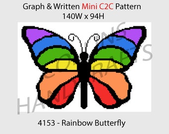 Mini C2C Pattern Graphgan-Rainbow Butterfly  (4153)                                          throw,afgan,blanket