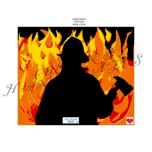 SC Pattern Graphgan-Firefighter in Flames (3096) fuoco,sagoma,graphgan,coperta,uncinetto,afgano,grafico