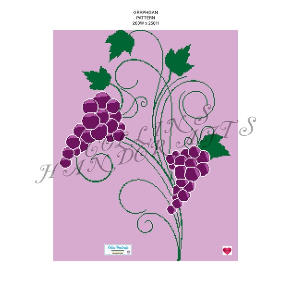 SC Pattern Graphgan-Grape Vines (3103)                                   grapes,wine,vine,wines,purple,blanket,crochet,afghan,graph