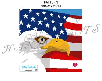 Pattern-Eagle with American Flag Graphgan (2046)                         flags,eagles,blanket,chart,crochet,DIY,afghan,charts,animal,animals