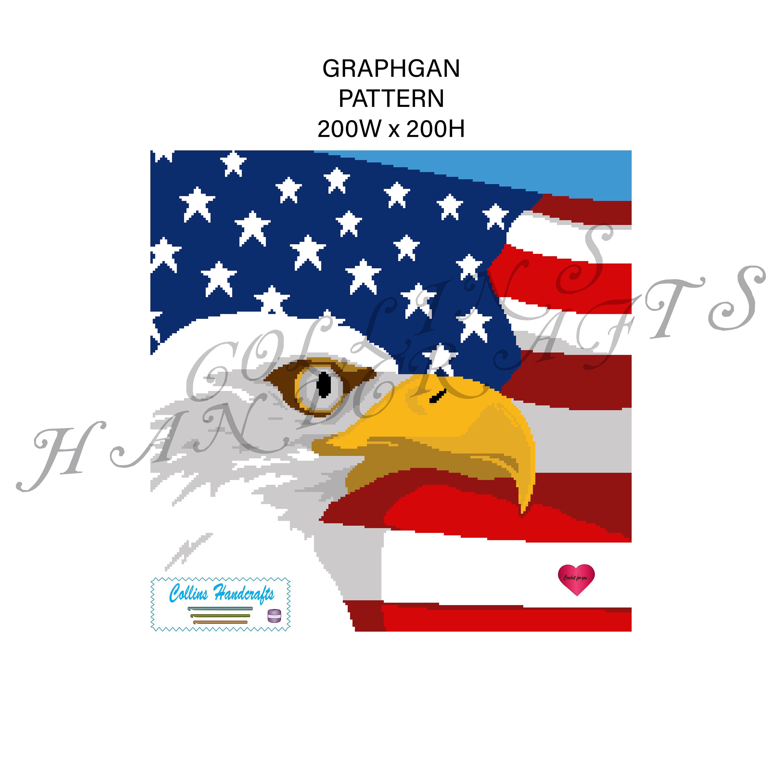 39 American Flag Crochet Patterns to Show Your Patriotic Style 22 Pattern-Eagle with American Flag Graphgan (2046) flags