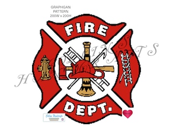 Pattern Graphgan-Fire Dept Logo(3054)sc,unisex,pattern,patterns,fireman,department,logos,emblem,graphgan,blanket,crochet,afghan,graph