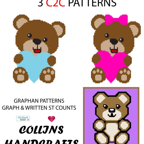 Pattern Graphgan-Teddy Bear Collection                                              bear,baby,shower,graphgan,blanket,crochet,afghan,graph,
