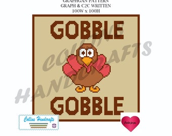 Pattern Graphgan-Turkey Gobble Gobble (4028)                             written,blanket,crochet,afghan,graph,thanksgiving,fall,autumn