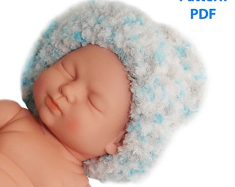Pattern - Pipsqueak Bulky NB Baby Beanie Hat - (BH1115) unisex, gift, easy, soft, pattern, patterns, beginner, newborn,