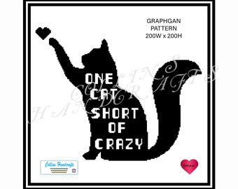 Pattern Graphgan-One Cat Short (3023)                            patterns,cats,love,lover,lady,graphgan,blanket,crochet,afghan,graph,one