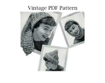 VINTAGE PDF Pattern ONLY - Vintage Crocheted Stocking Cap Pattern