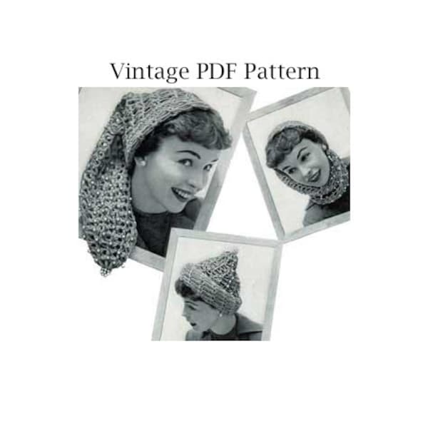 VINTAGE PDF Pattern ONLY - Vintage Crocheted Stocking Cap Pattern