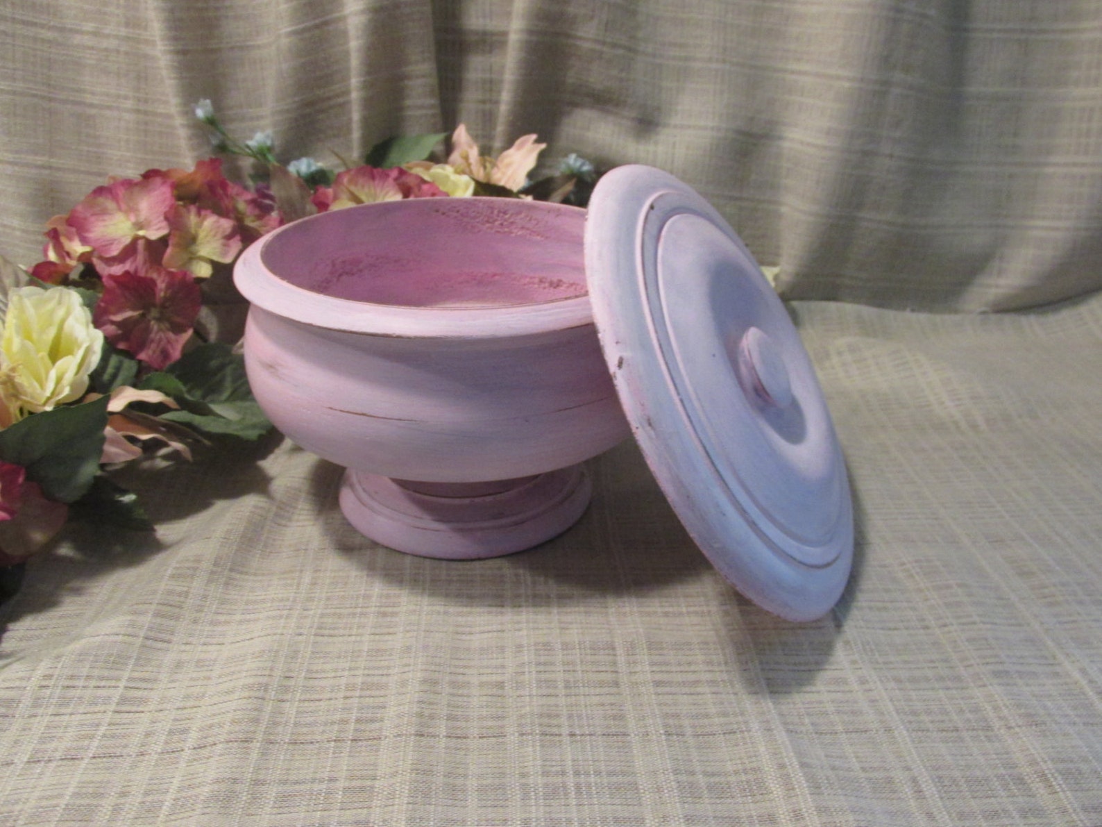 Wooden Pedestal Bowl Bowl With Lid Decorative Bowl Fruit Etsy