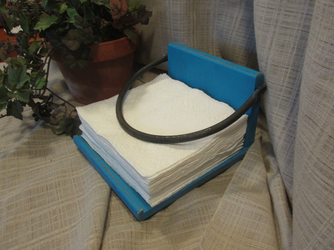 Lovely Napkin Holder Solid Wood Wrought Iron Holder Etsy