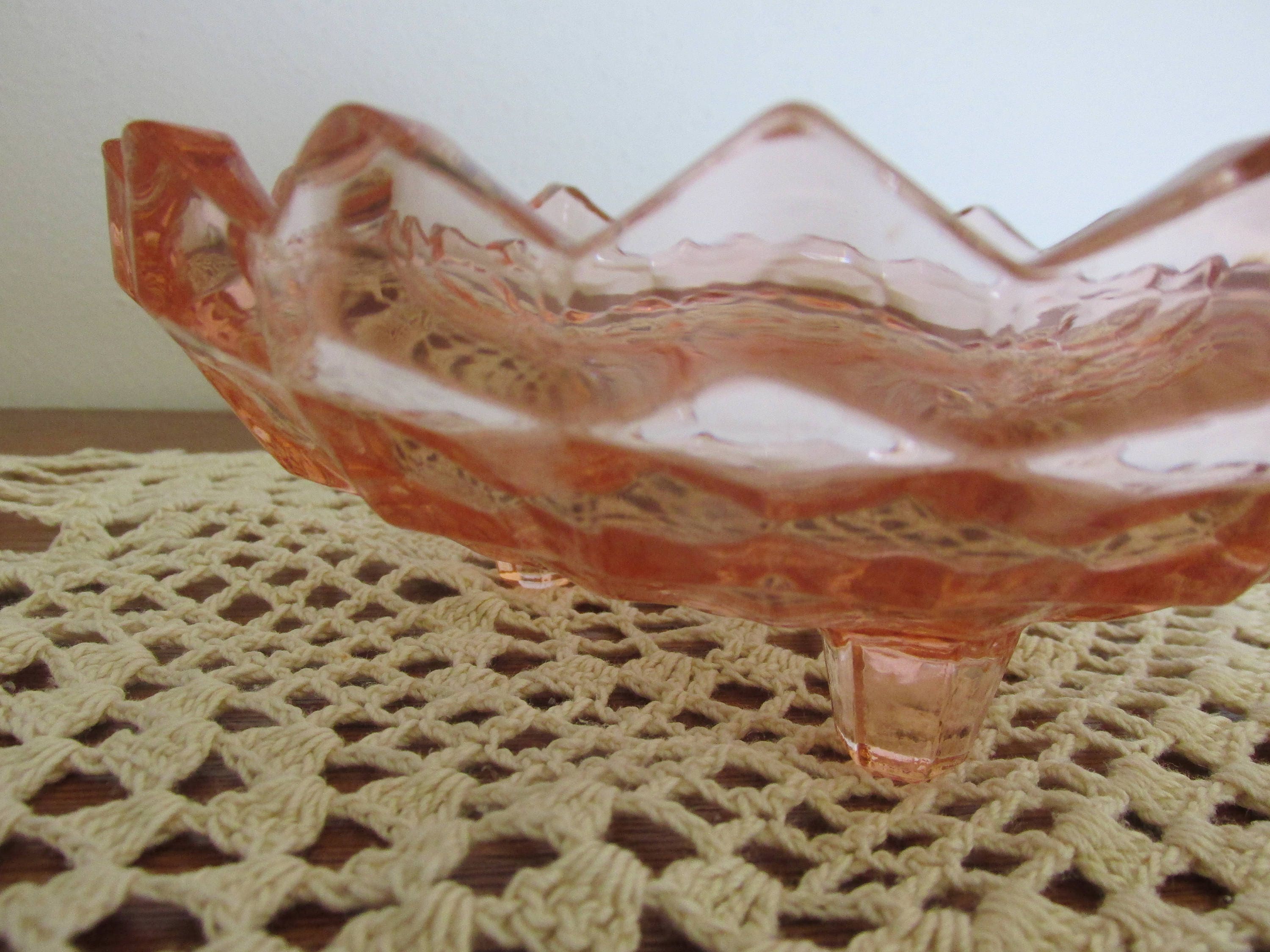 Vintage Pink Depression Glass Open Candy Dish Footed Etsy