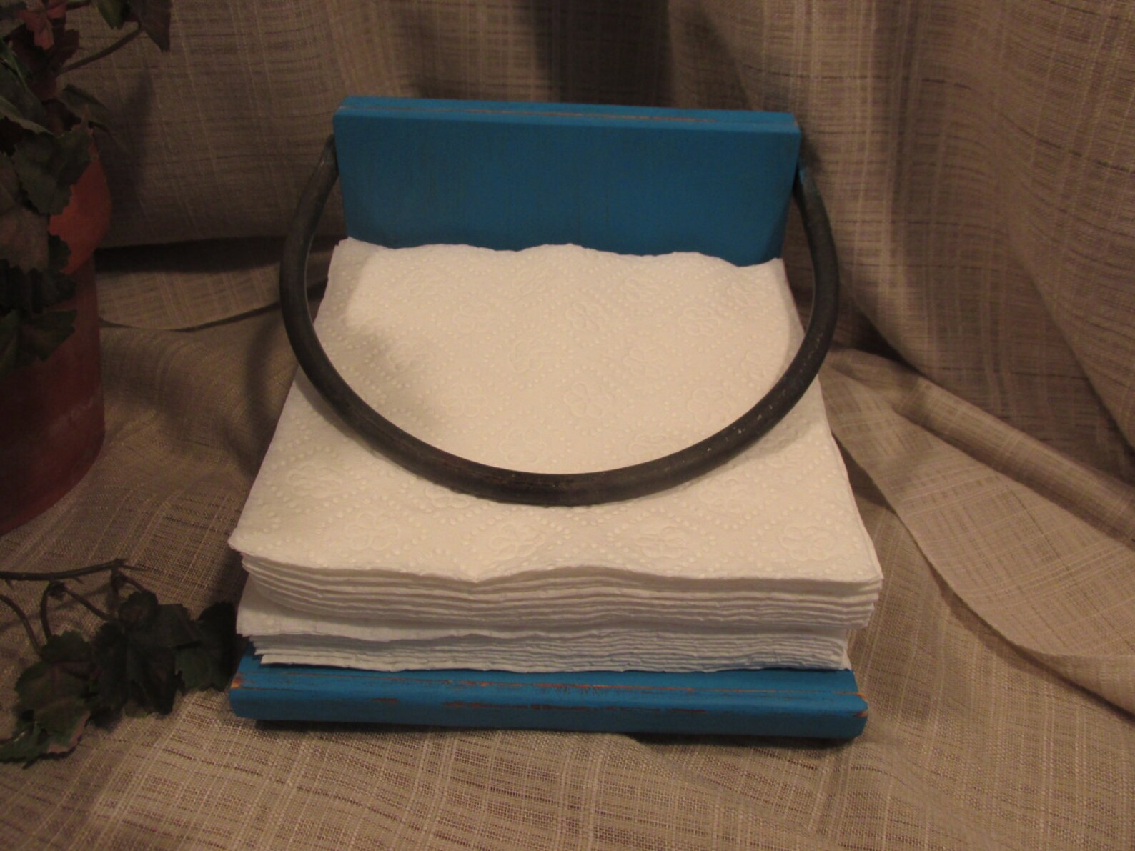 Lovely Napkin Holder Solid Wood Wrought Iron Holder Etsy