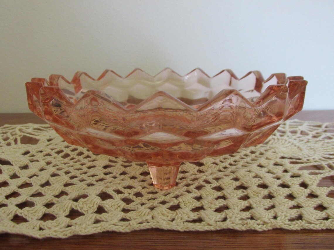 Vintage Pink Depression Glass Open Candy Dish Footed Etsy