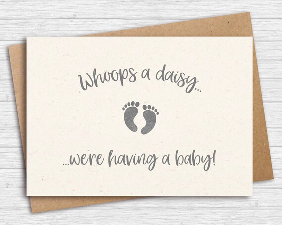 Pregnancy Announcement Card Whoops A Daisy We Re Etsy