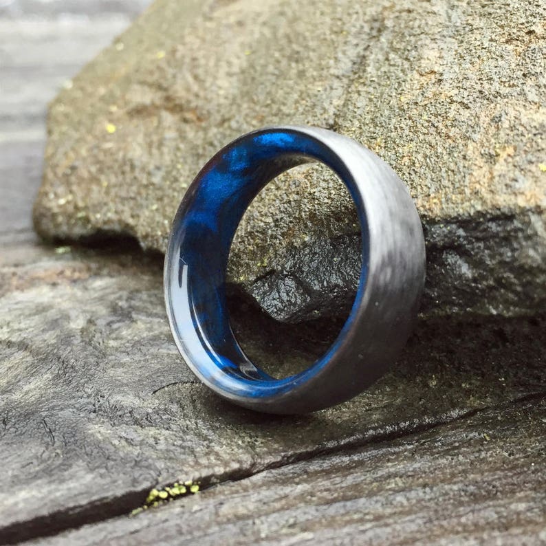 Carbon Fiber Ring Inlay Ring Resin Ring Mens Wedding Band