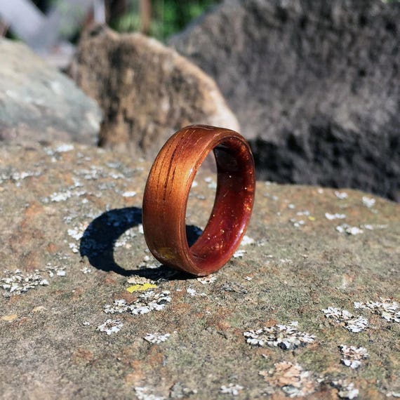 Koa Bentwood Ring with Resin Interior. Koa and Copper Resin. | Etsy