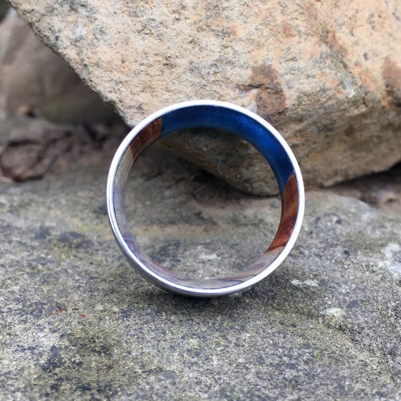 Satin Titanium Ring. Titanium Ring Buckeye Burl /& Titanium Ring Resin Wood Ring Titanium Wedding Band Wedding Ring Wood Wedding Band