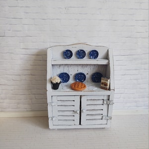 Dollhouse cupboard, 1-12 scale country cabinet, doll kitchen, rustic doll kitxhen