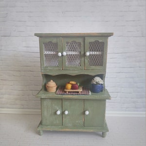 Dollhouse wooden, kitchen cupboard, 1-12 scale primitive cabinet, doll tatty chic, 1-12 shabby chic, 1-12 kitchen